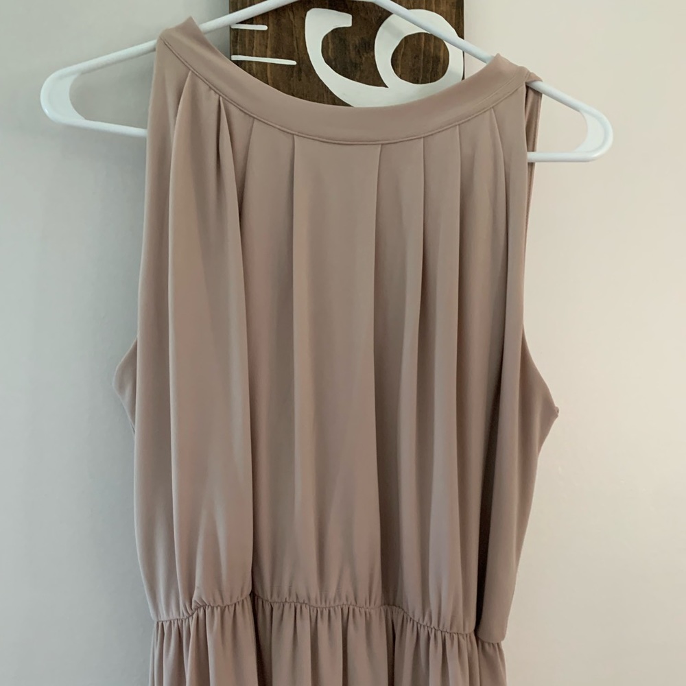 Large full length formal dress, nude color.
